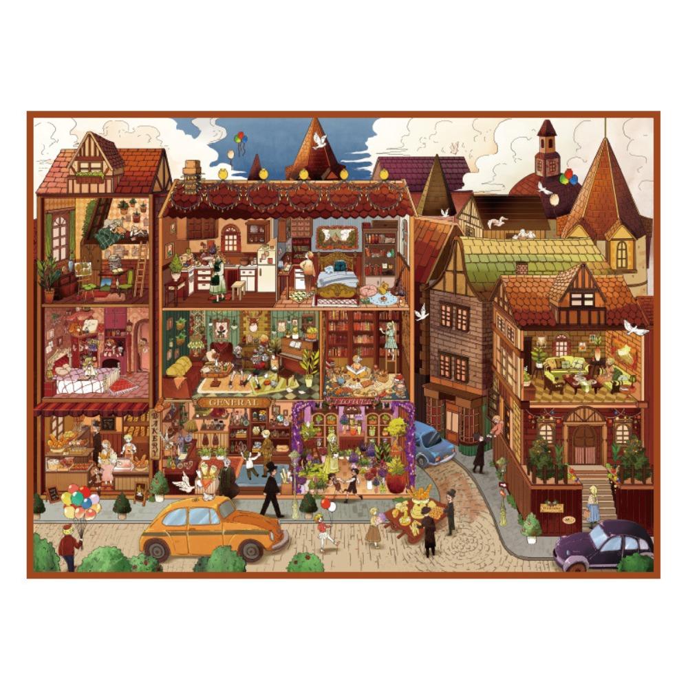 New British Town Series Miniature Landscape Sticker PET DIY 3D Landscape Sticker Stress Relief Cartoon Cabin Scene Sticker