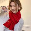 Solid color scarf autumn and winter Korean atmosphere warm color scarf warm simple couple red Christmas scarf