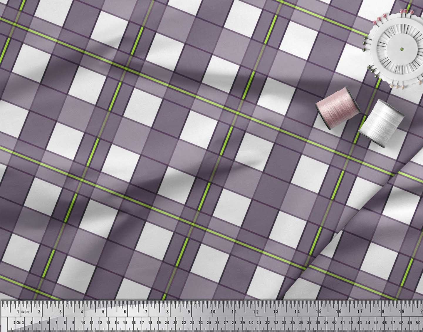 

Соймоі Рожевий японський креп-сатин Тканина в клітинку в клітку Принти на метр 42 дюйма 42 Inch Wide - Poly Crepe фіолетовий