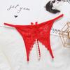 1Pc Pearl Transparent Lingerie Nylon Sexy Women Thongs Underwear Solid Color Lace Panties Open Crotch Briefs