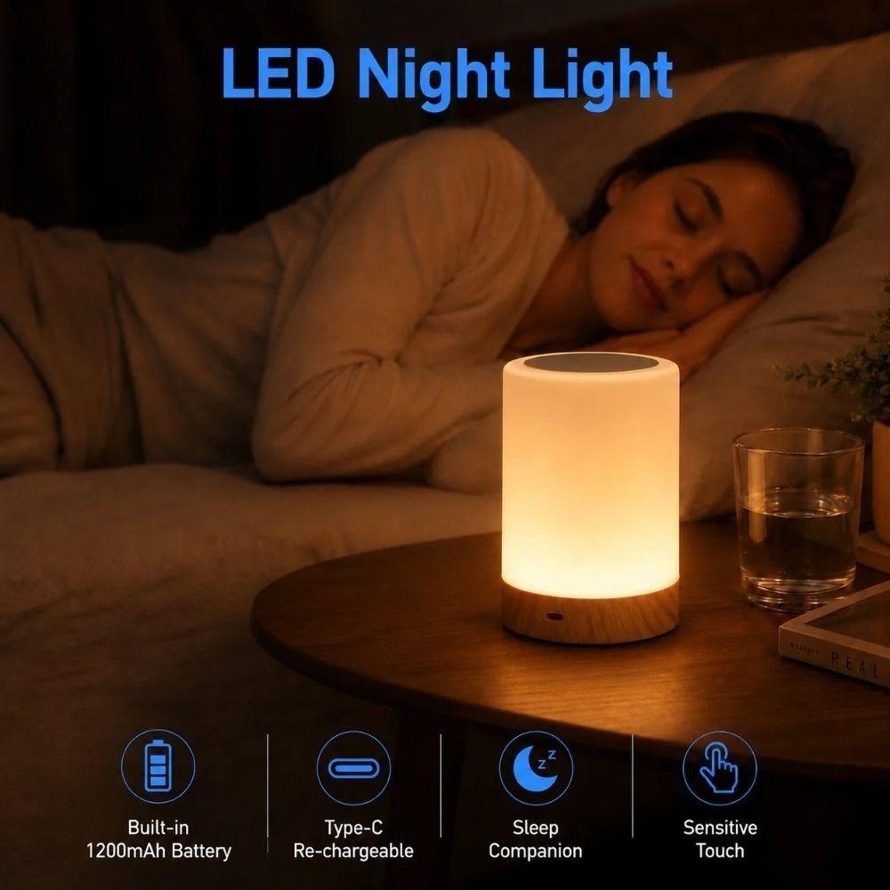 Timer Dimmable Desk Lamp USB Rechargeable Portable Bedside Light  Bedroom Decor