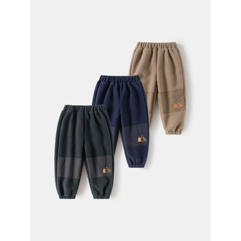 Children's Thickened Fleece-Lined Casual Trousers with Warmth-Retaining Cuffed Legs for Autumn and Winter