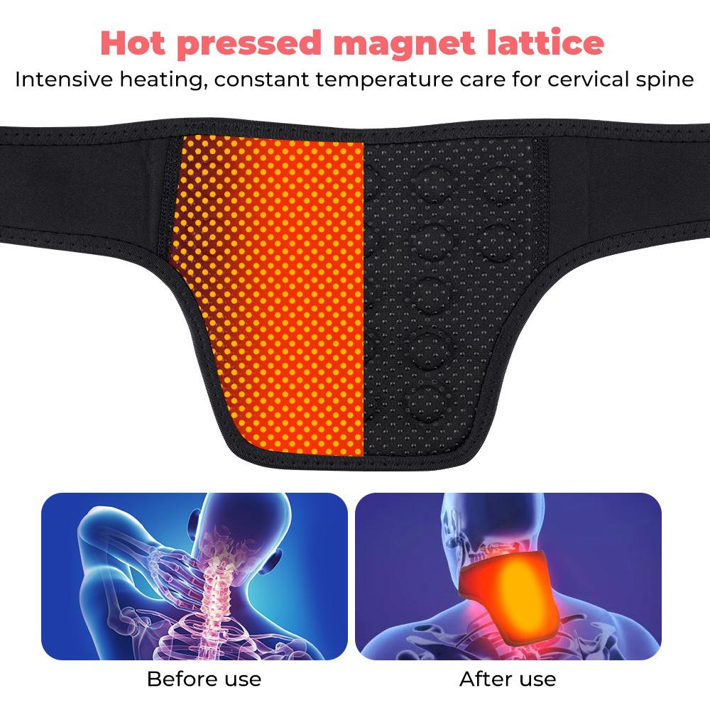 19pcs Brace Fatigue Relief Heating Neck Brace Cervical Neck Warmer Protector Tourmaline Stone Hot Pressed Magnet Neck Support