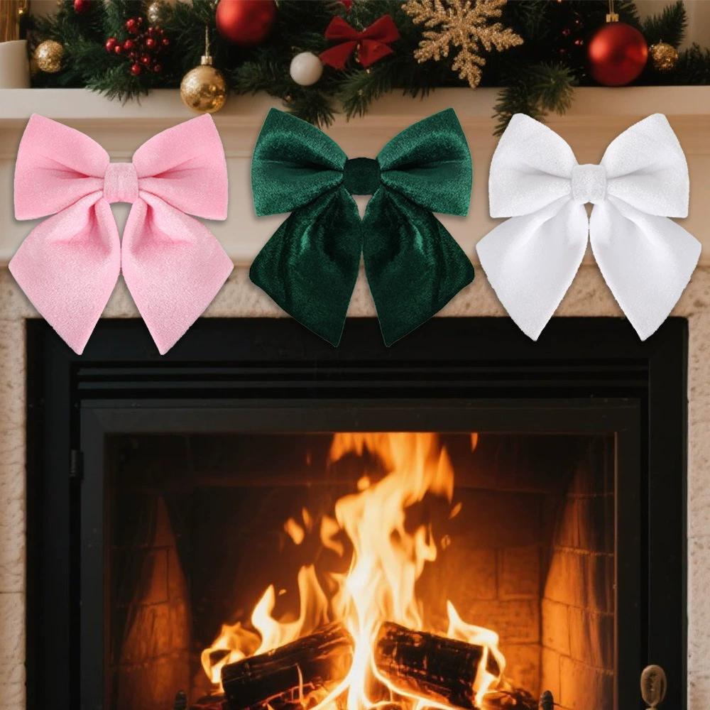 1pc Red Velvet Bows for Christmas Decorations DIY Window & Tree Hanging Ornament, Velour Bowknot Accent for Festive Home Décor