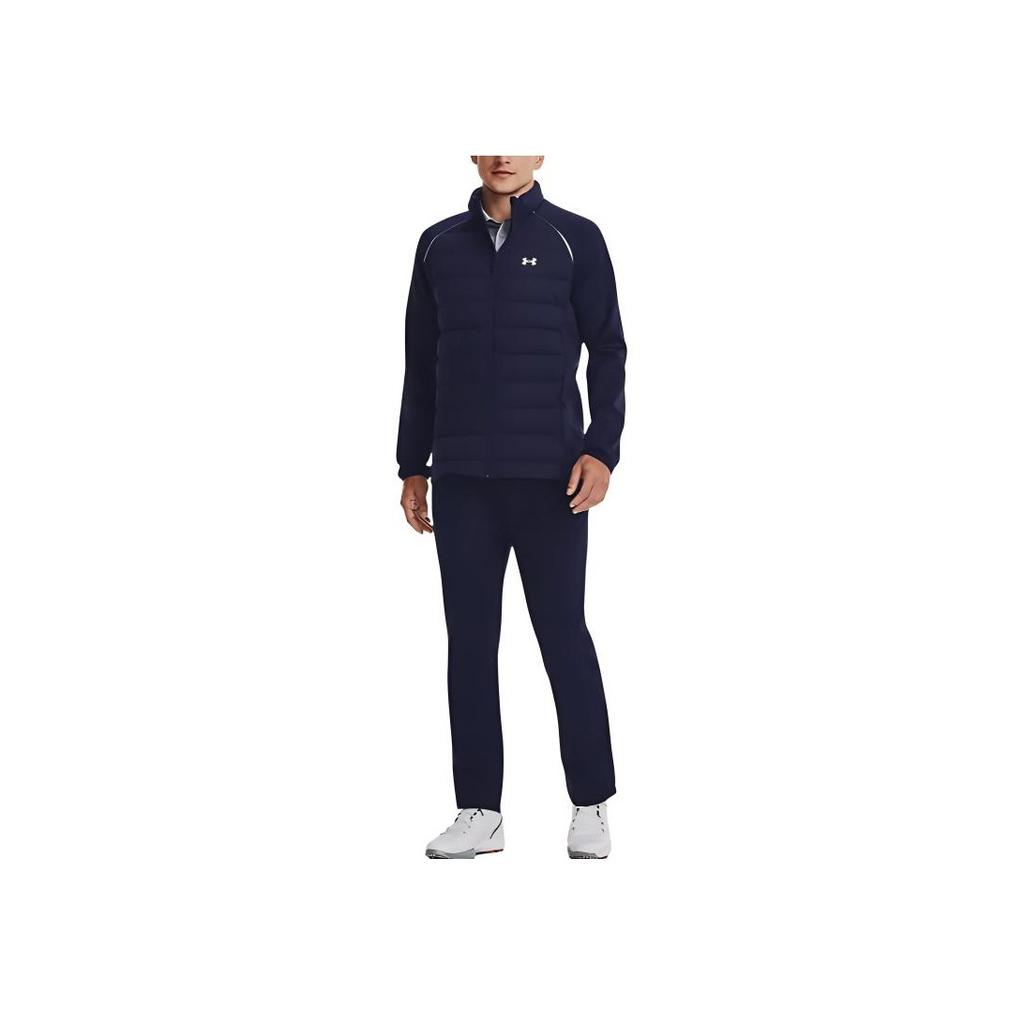 Under Armour Stretch Hybrid Warm Solid Color Stand Collar Down Jacket Men Jacket Midnight-Deep-Blue 1366290-410