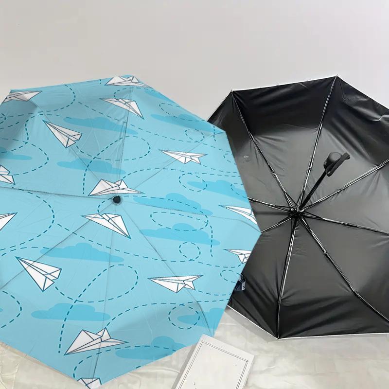 1PC Paper Airplanes Clouds Umbrella-9-Rib Reinforced, Automatic Open, Lightweight & Durable, Cute Fashion Accessory for Outdoor-P0764