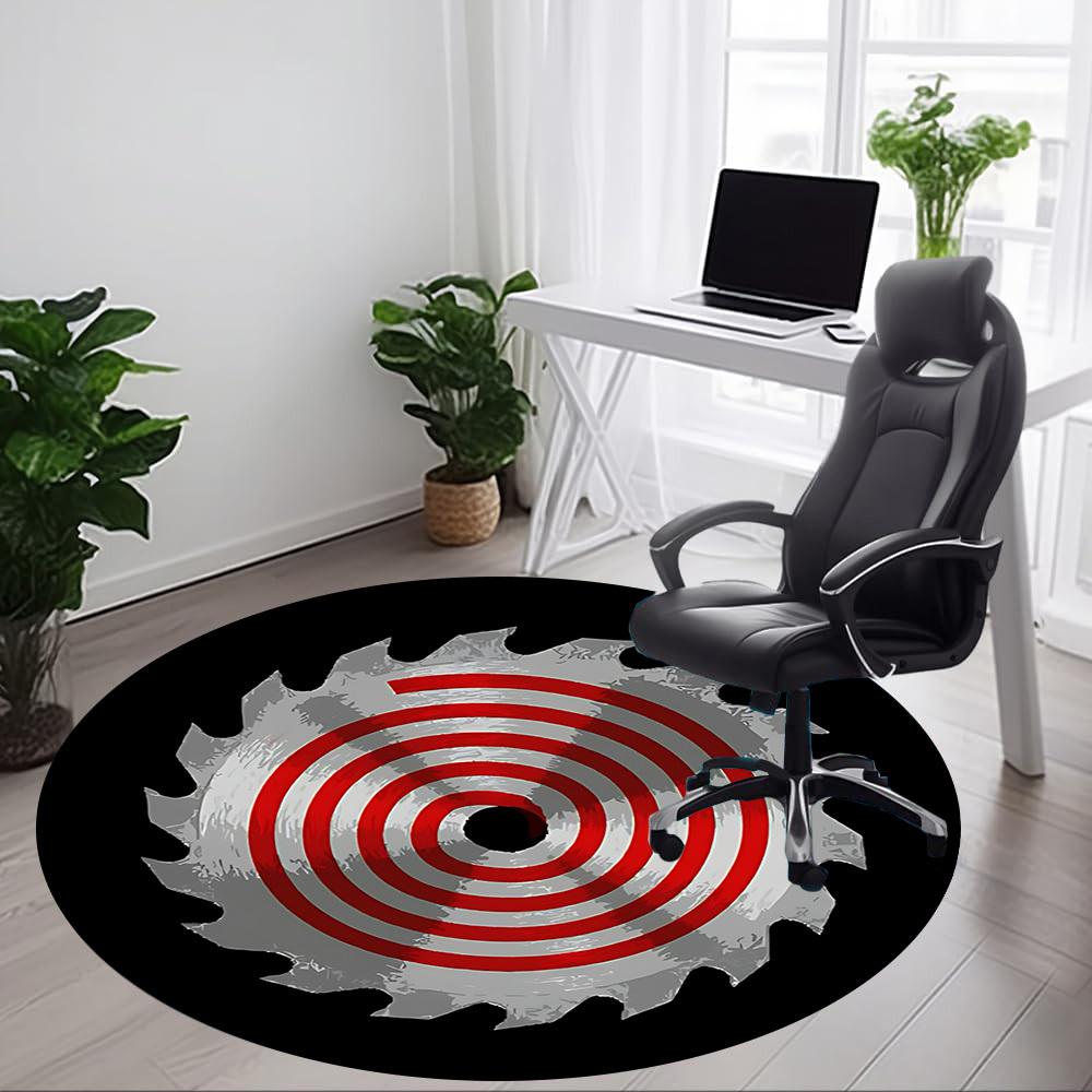 1pc Saw Blade Chainsaw Office Round Area Rug, Under Office Chairs Bedroom Living Room Home Decor, Room Deco, Available In Various Sizes