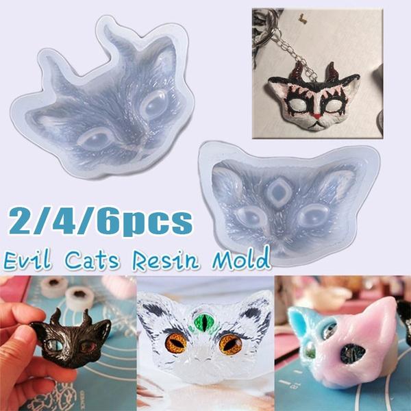 

Силиконовая кисточка с головой кошки, шоколадное мыло, торт, форма для восковых желейных свечей, мягкая форма из УФ-эпоксидной смолы и полимера, силиконовая форма для головы кошки 2PCS/1SET прозрачный