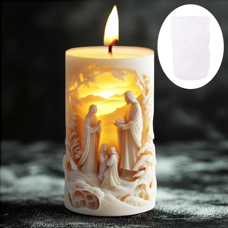 Snow Princess Cylinder Relief Candle Silicone Mold Creative Snow Princess Girl Cylinder Resin Gypsum Clay Concrete Molds
