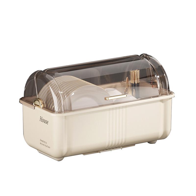 Multi-Functional Kitchen Storage Box with Lid: Bowl & Chopstick Rack, Draining Cabinet Organizer