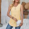 Women's Top Solid Color V-Neck Sleeveless Cut-out Vest