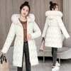 Lightweight fluffy hooded fur collar to keep warm against the cold loose mid-length high quality fabric jacket cotton coat coat