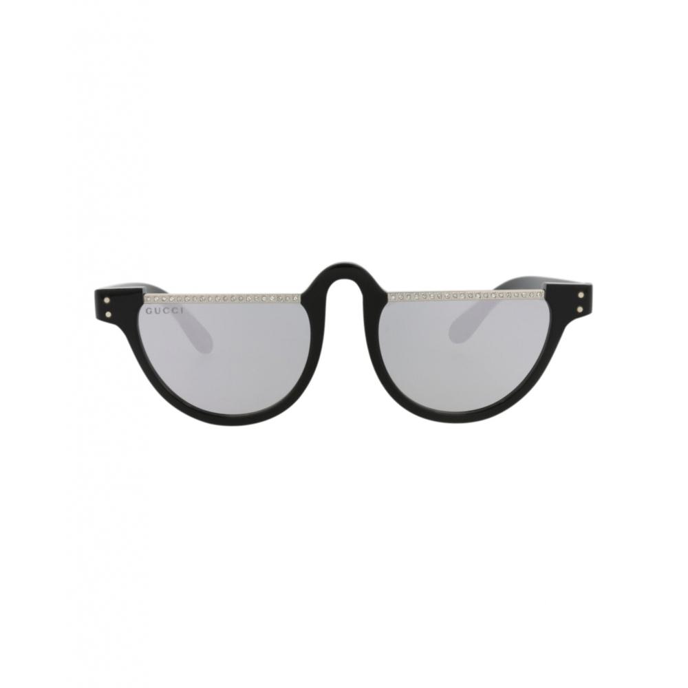 

Gucci Round Frame Acetate Sunglasses Black Black Silver One Size