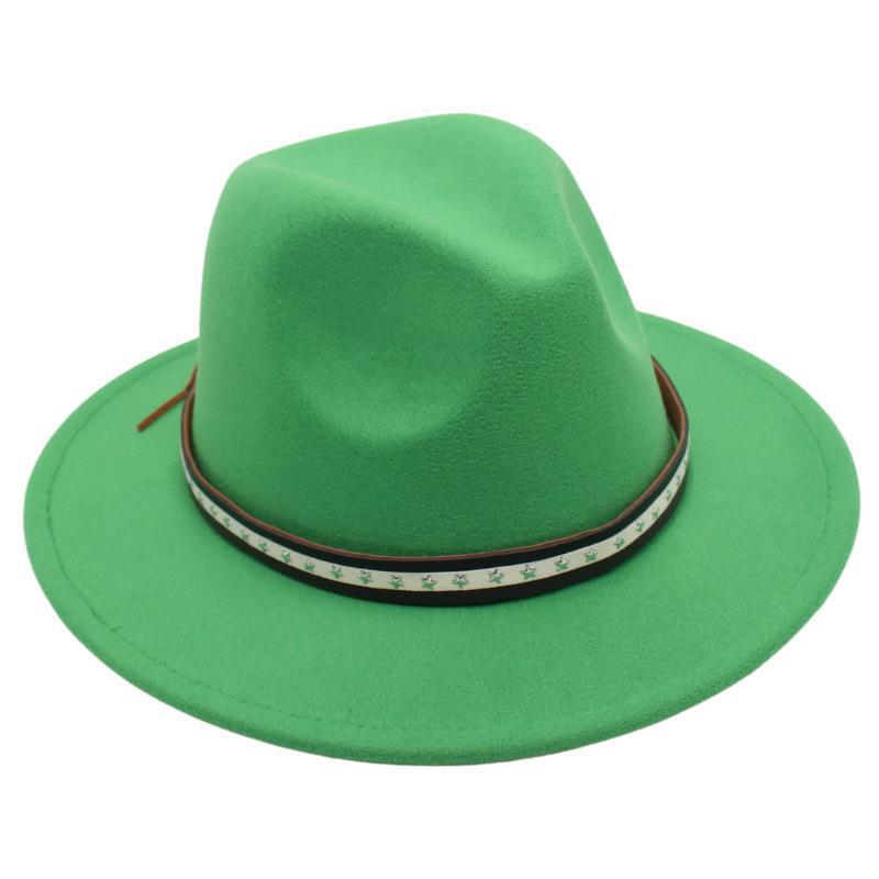 Foreign Trade Retro Top Hat Pentagram Jazz Hat Men'S And Women'S Felt Hat European And American Style Hat Woolen Hat Wool