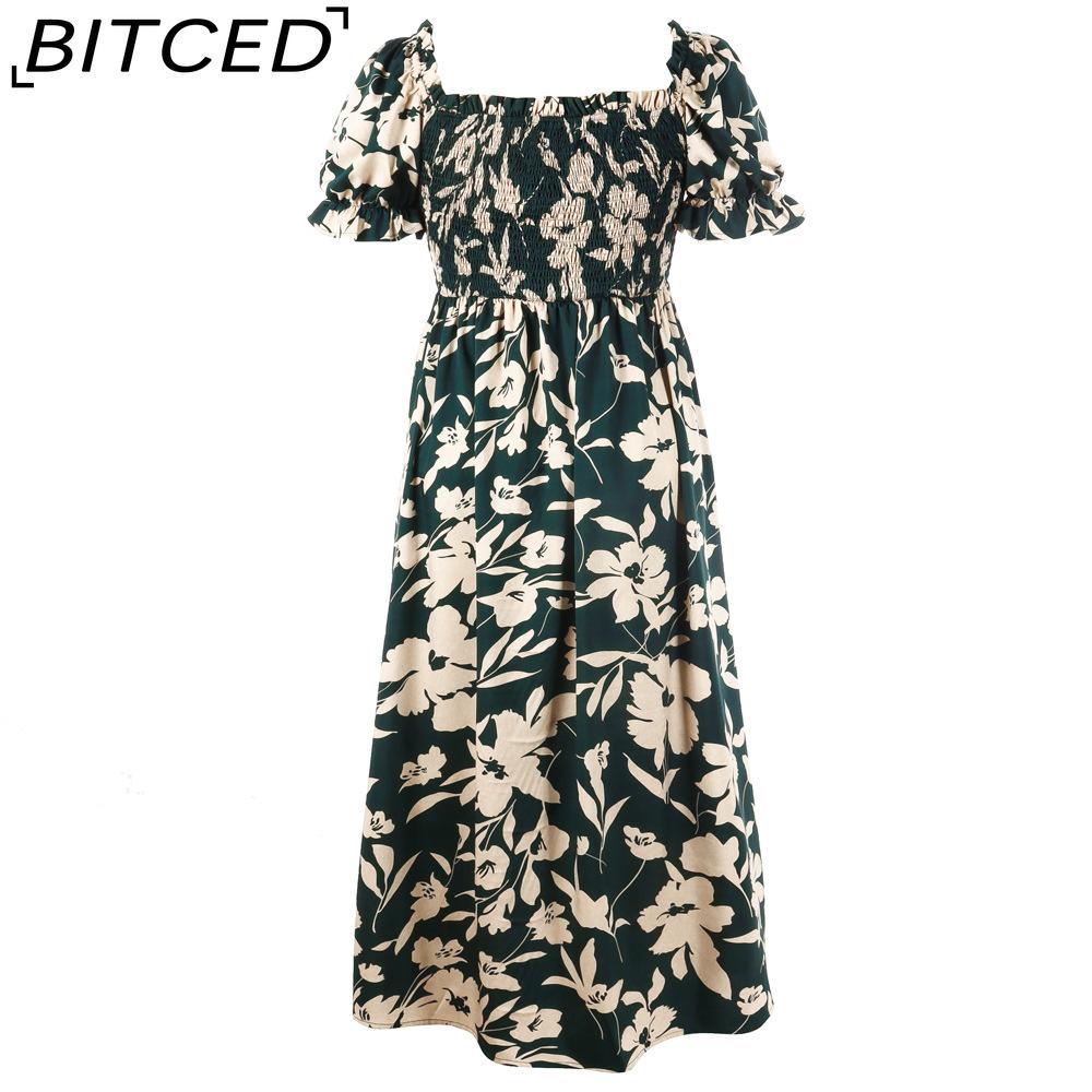 BITCED Plus Size Women's Printed Casual Resort Elegant Midi Dress