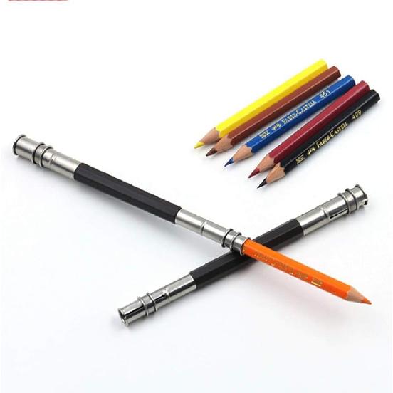 2 Pcs Useful Stainless Steel Dual Head Pencil Extender Holder Double-Headed Pencil Stationery Accessories for Stationery Desk Supplies,for School