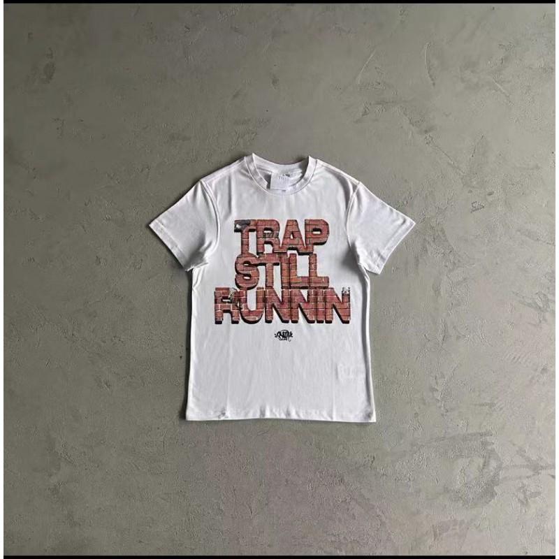 Syna Letter Print Crew Neck Short Sleeve T-Shirt Couples High Street Fashion Casual Top