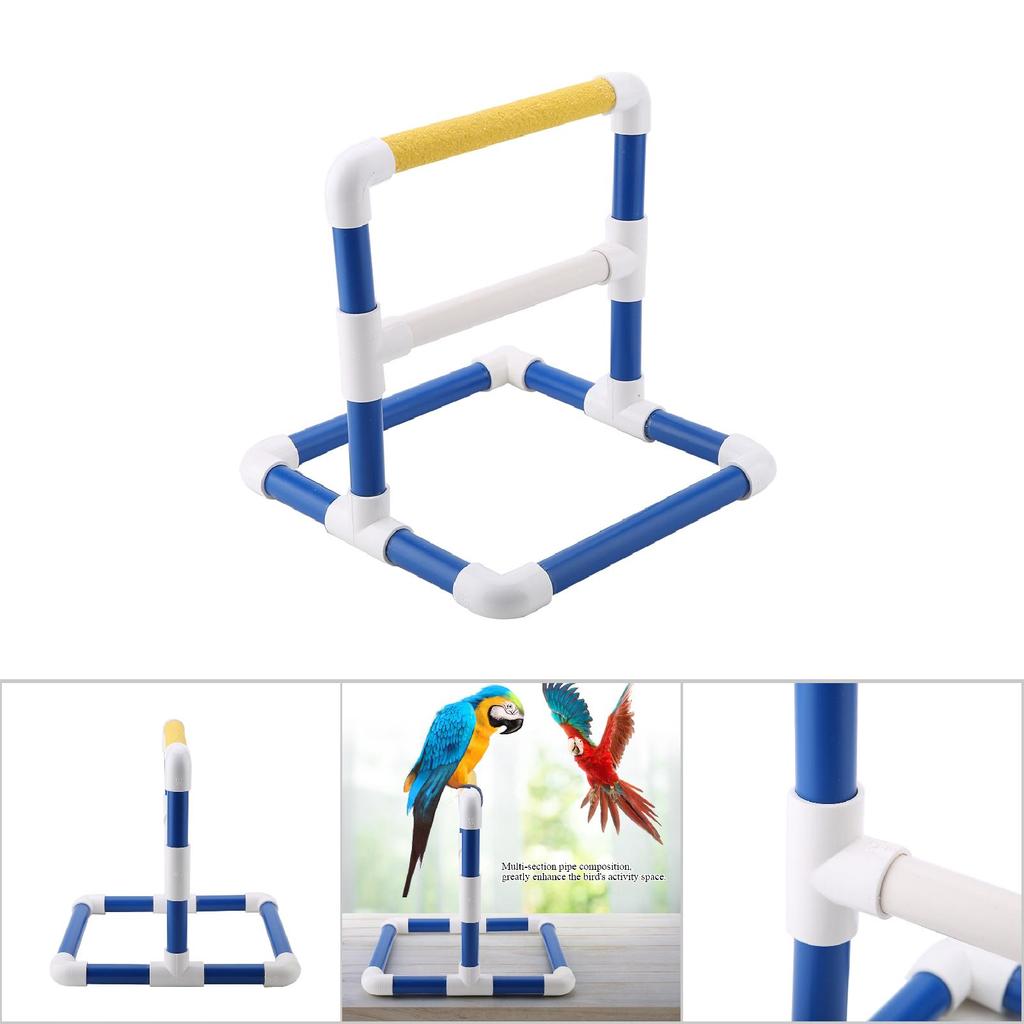 Parrot Stand Perch Rack Bird Play Center Toy Tray Training (Scrub)
