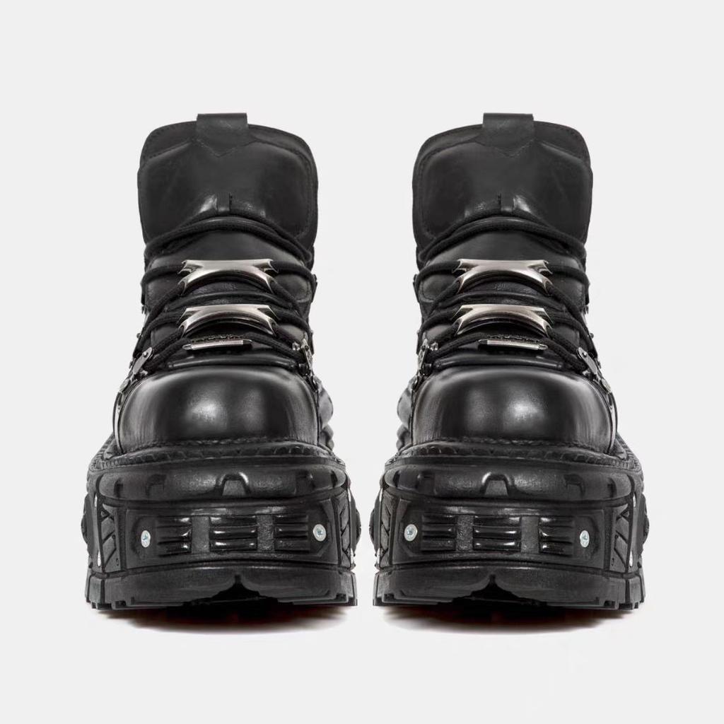 Vintage Spanish Tank Sole Metal High Top Shoes Punk Platform Chunky Goth Shoes for Women Streetwear