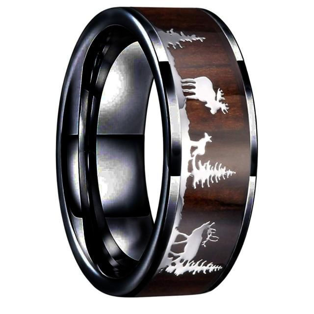 30 Styles Men Blue Grooved Black Stainless Steel Ring Koa Wood And Abalone Shell Inlay Arrow Red Meteorite Ring Men Wedding Band