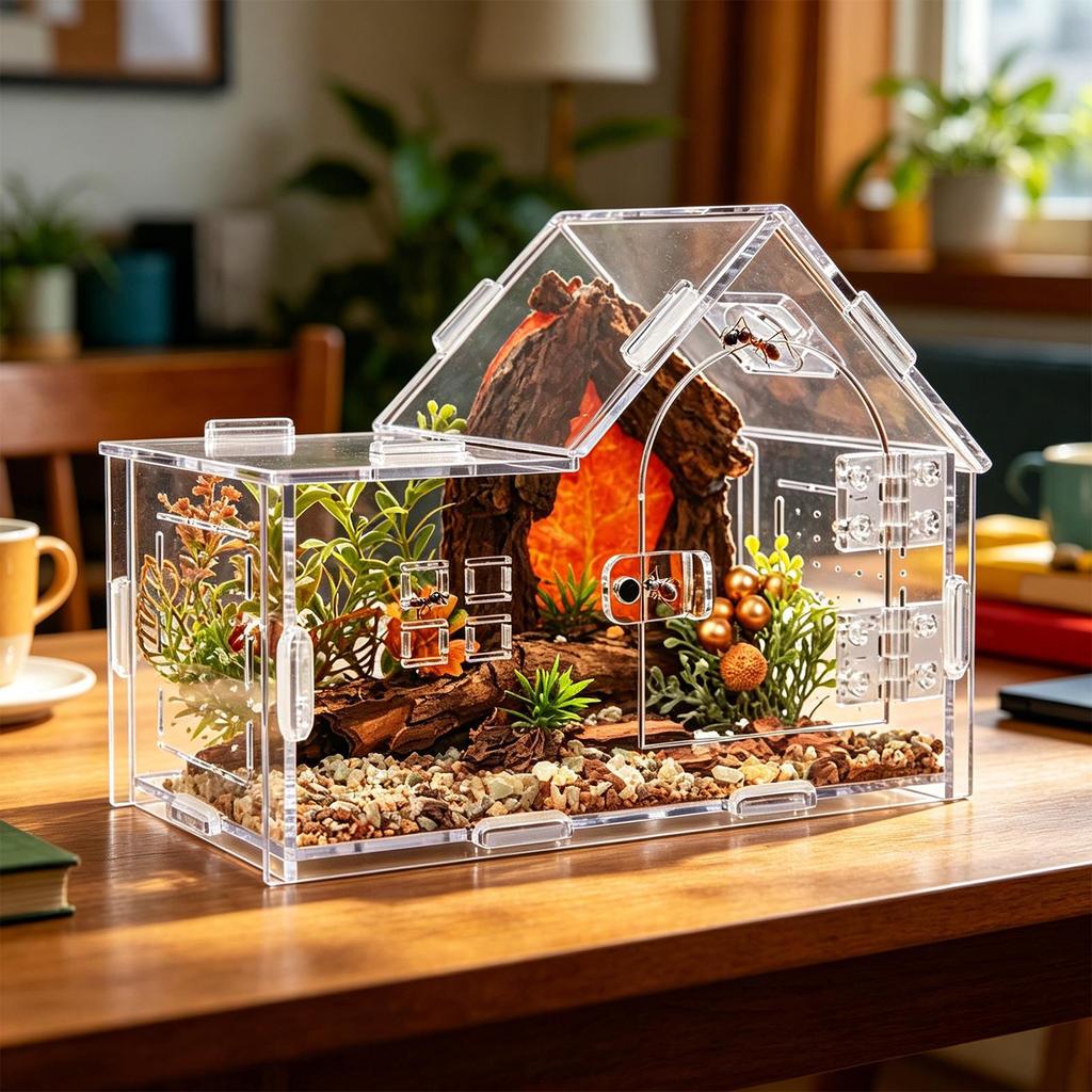 Jumping Spider Terrarium Acrylic Reptile Cage Ventilation Tarantula Habitat For Home Office Living Room Travel Gecko Tarantula