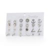 Trendy European & American 12-Pair Geometric Stud Earrings Set