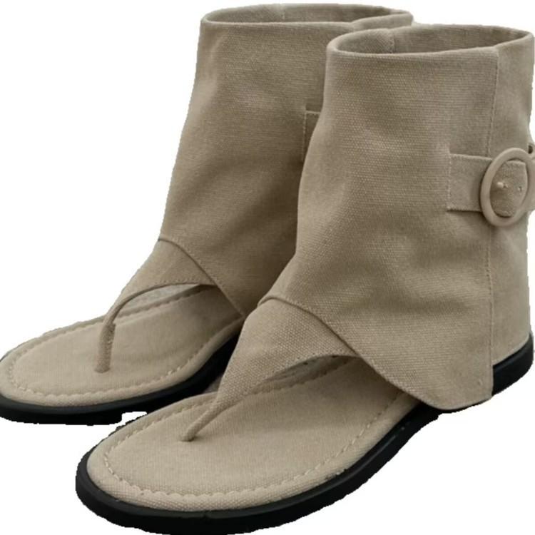 Summer New Short Tube Flat Toe Toe Sandals Women Wear Versatile Sandals Cool Boots