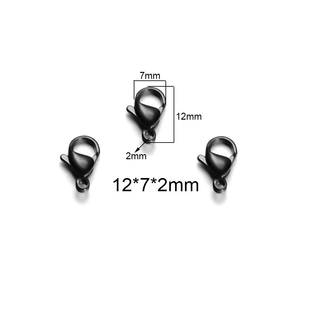 Semitree 25Pcs Stainless Steel Gold Black Lobster Clasps Jewelry Findings DIY Necklace Bracelet Making Accessories 9/10/12/15MM