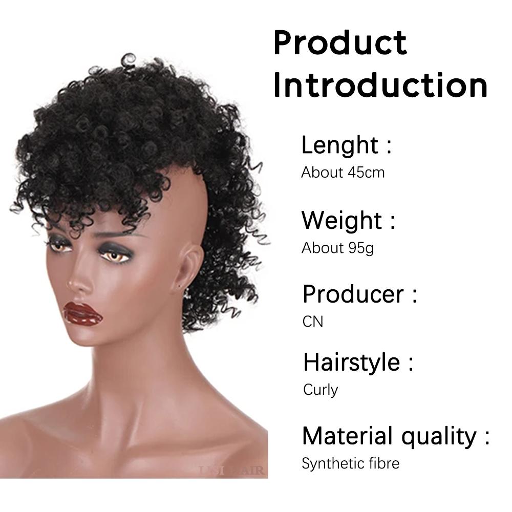 MISS WIG Estensioni sintetiche dei capelli Mohawk ricci crespi Pezzi di capelli colorati con clip per le donne Party