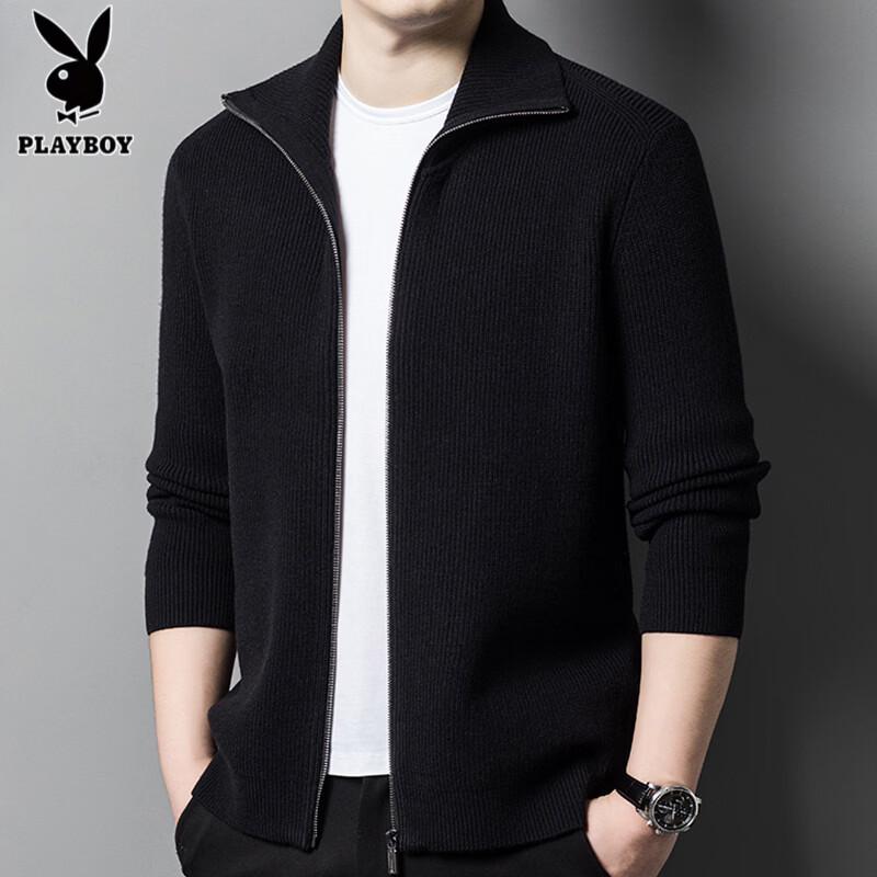 PLAYBOY Men's Wool-Blend Zippered Knit Cardigan