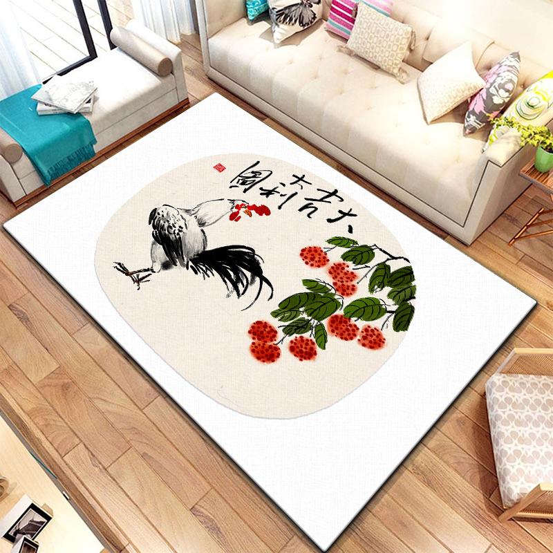 Twelve Chinese Zodiac Animals Painting Carpet for Living Room Large Area Rug Black Soft Carpet Home Decoration Mats Boho Rugs