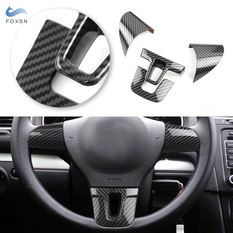 Car ABS Carbon Fiber Texture Steering Wheel Button Cover Sticker Trim For VW Golf MK6 Tiguan PASSAT B7 CC Touran Jetta 2012-2014