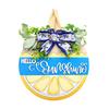 Lemon Wooden Door Sign Hanging Door Sign with Printed Bow Artificial Leaves for Front Door Decor