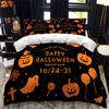 Halloween Duvet Cover King Microfiber Medieval Haunted Castle With Garden Pumpkins Dark Clouds Scary Nights Print Bedding Set