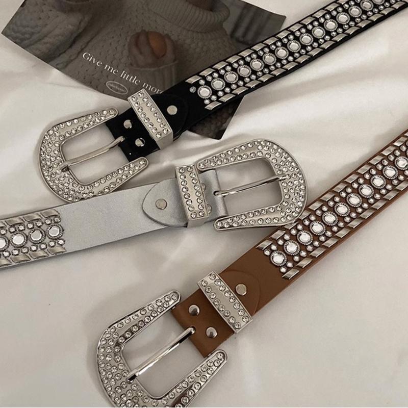 Rhinestone Waist Belt for Dress Adjustable Pin Buckle Waist Belt Shinning Rhinestone Wide Waist Belt Ladies Skirt Belt