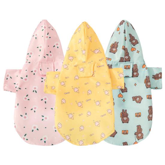 Haustier-Regenmantel mit Cartoon-Muster, hält trocken und stilvoll mit zweibeinigem Schnellverschlussband, weichem, atmungsaktivem Zubehör