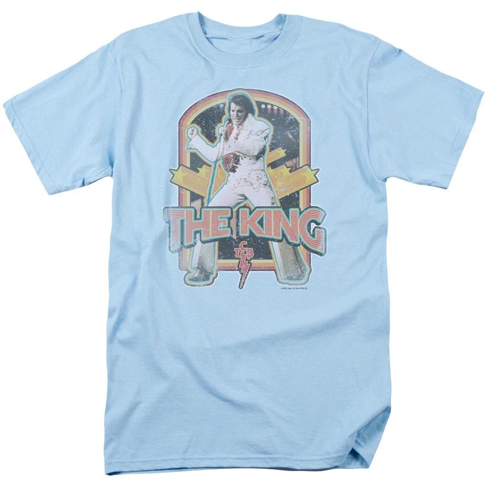 Elvis Presley - Distressed King -  Unisex Short Sleeve Children s T-shirt - Blue 160