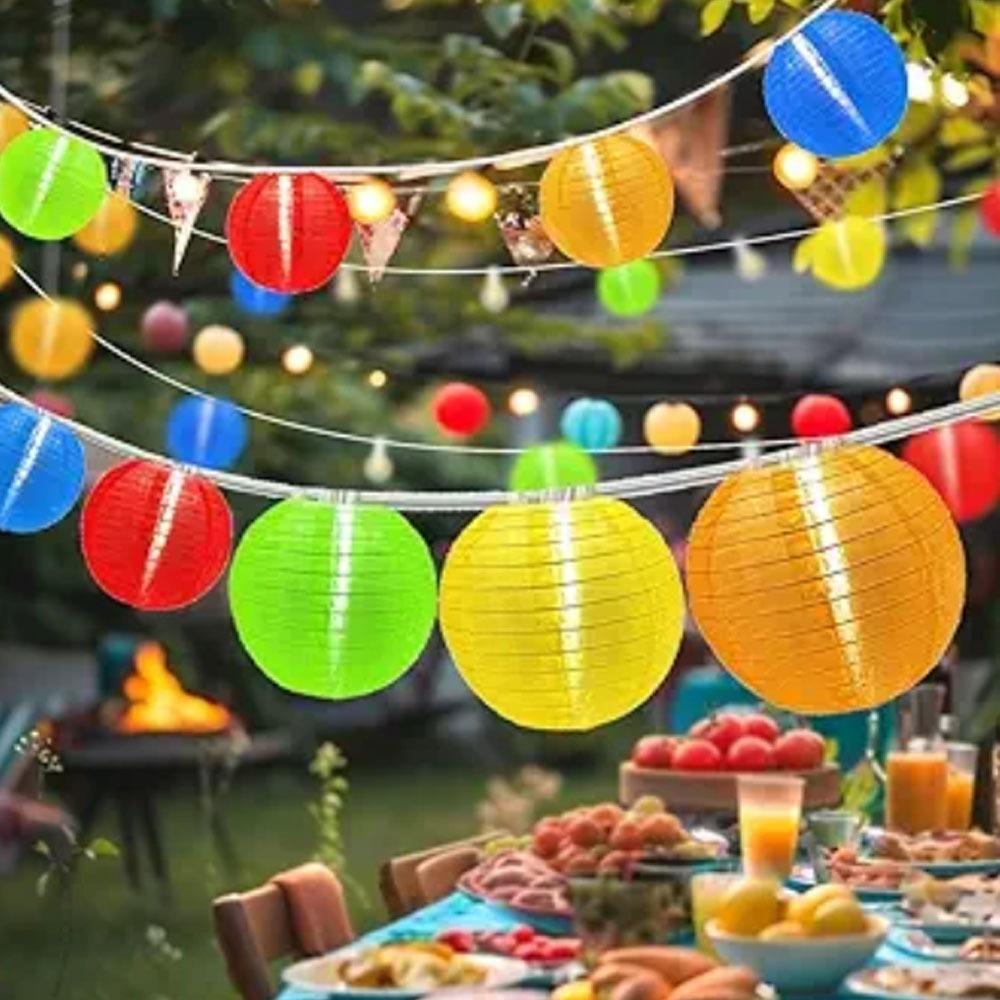 5pcs Hanging Decoration Mini Round Lantern Lampshade Multicolor Chinese Lanterns Outdoors