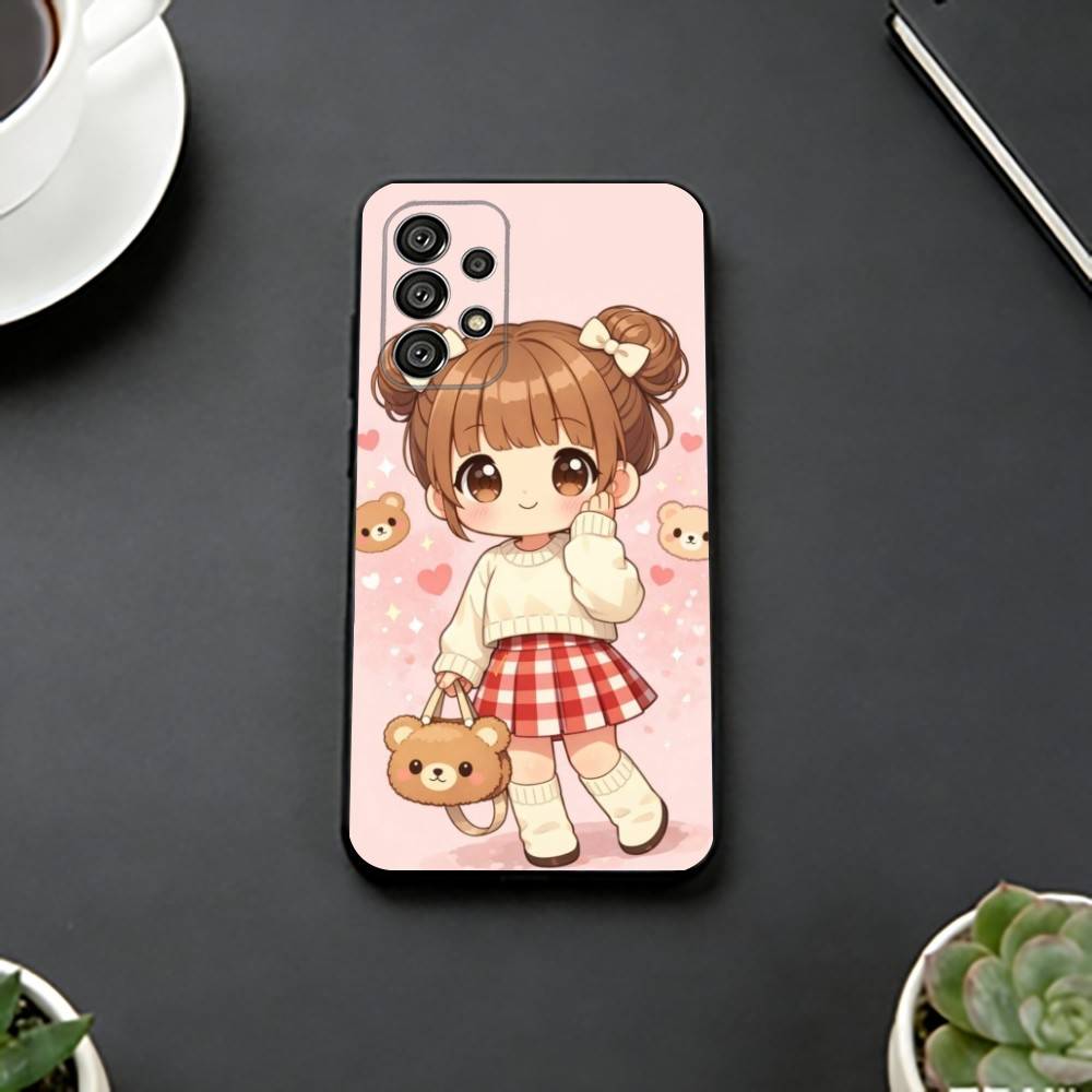 Cute Angry L-Little Girl Phone Case For Samsung S25,S24,S21,S22,S23,S30,Ultra,S20,Plus,Fe,Soft Silicone Black Cover