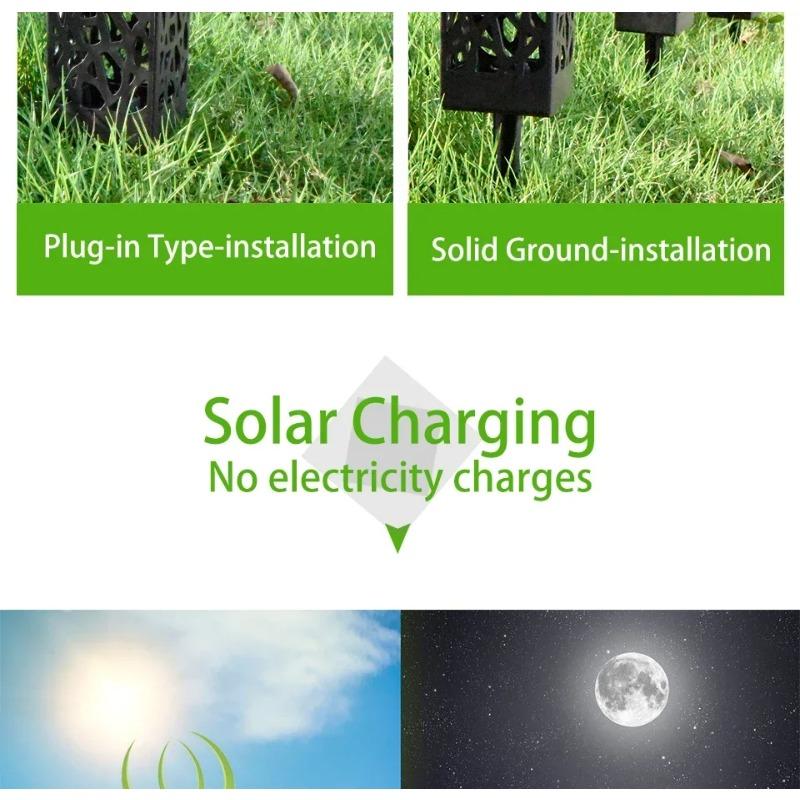 1/6PCS Solar Pathway Lights Outdoor LED Garden Lights Auto On/Off Dusk To Dawn Waterproof Hollow-Out Design for Yard Lawn Patio Christmas