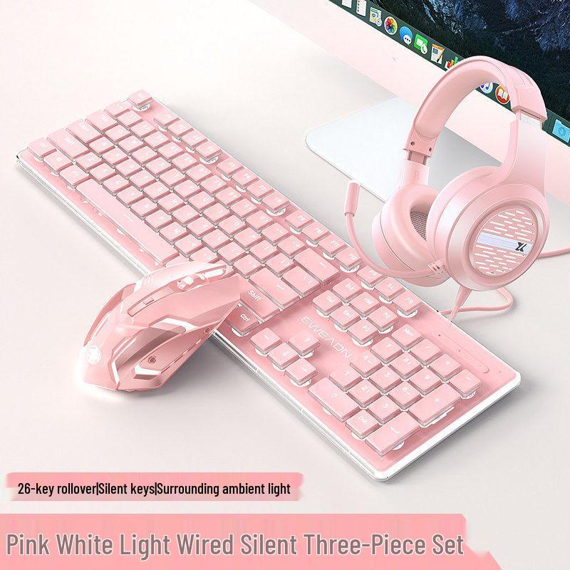 X7 Silent Pink Wireless Keyboard & Mouse Set for Women - Stylish Office Accessory