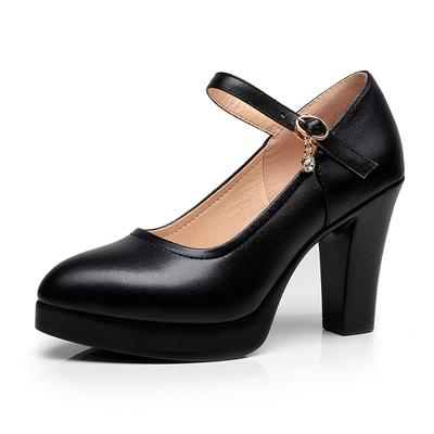 Scarpe da Donna in Ecopelle Impermeabili con Tacco Alto e Plateau Pumps Moda Primavera Fibbia Scarpe Nere Monocolore Mujer