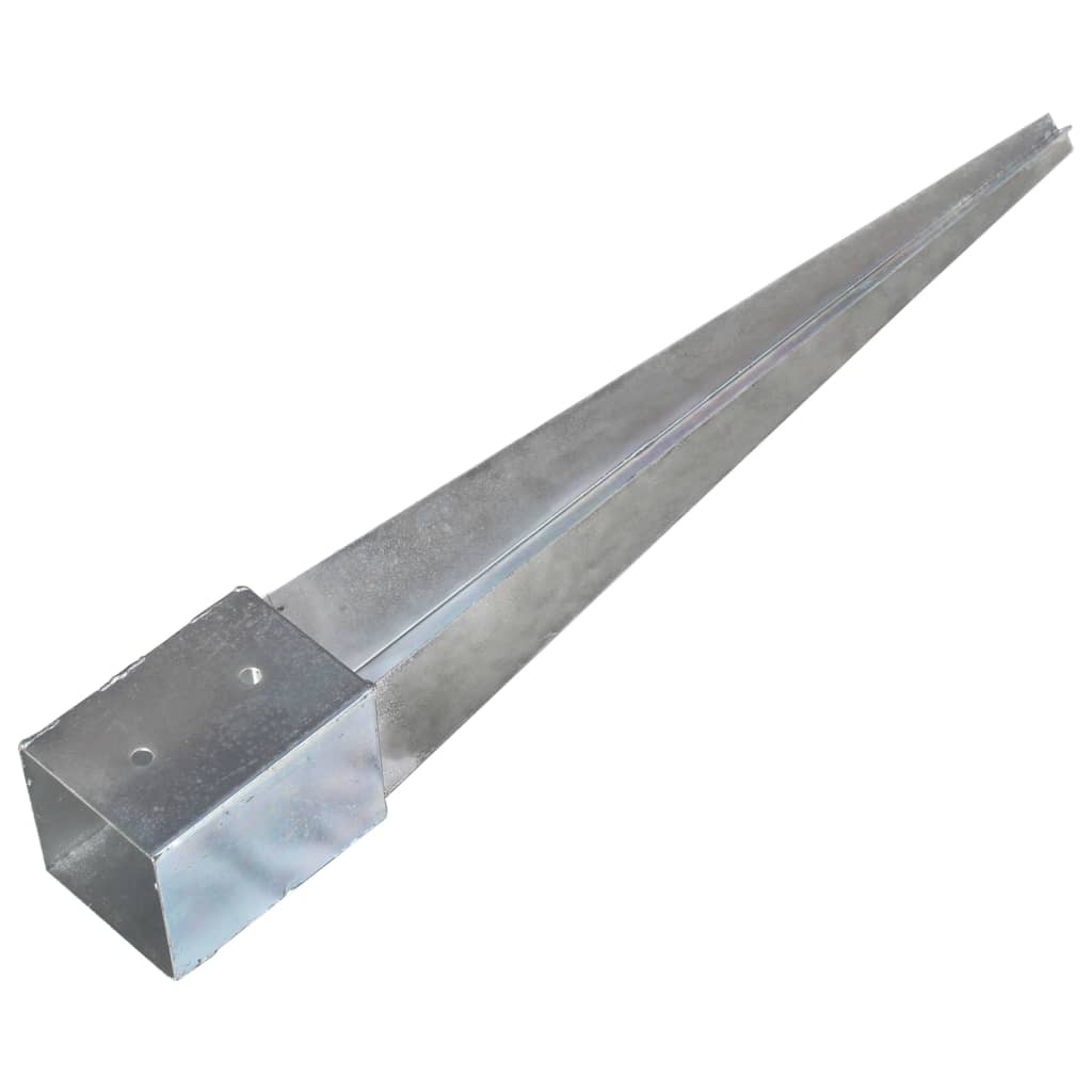 Vidaxl Kołki Gruntowe, 2 Szt., Srebrne, 10X10X76 Cm, Stal