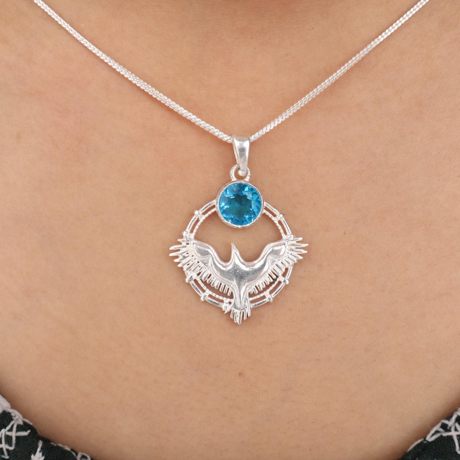 

Швейцарский голубой топаз драгоценный камень 925 стерлинговое серебро ювелирные изделия ручной работы кулон 1,43 CP-38-8