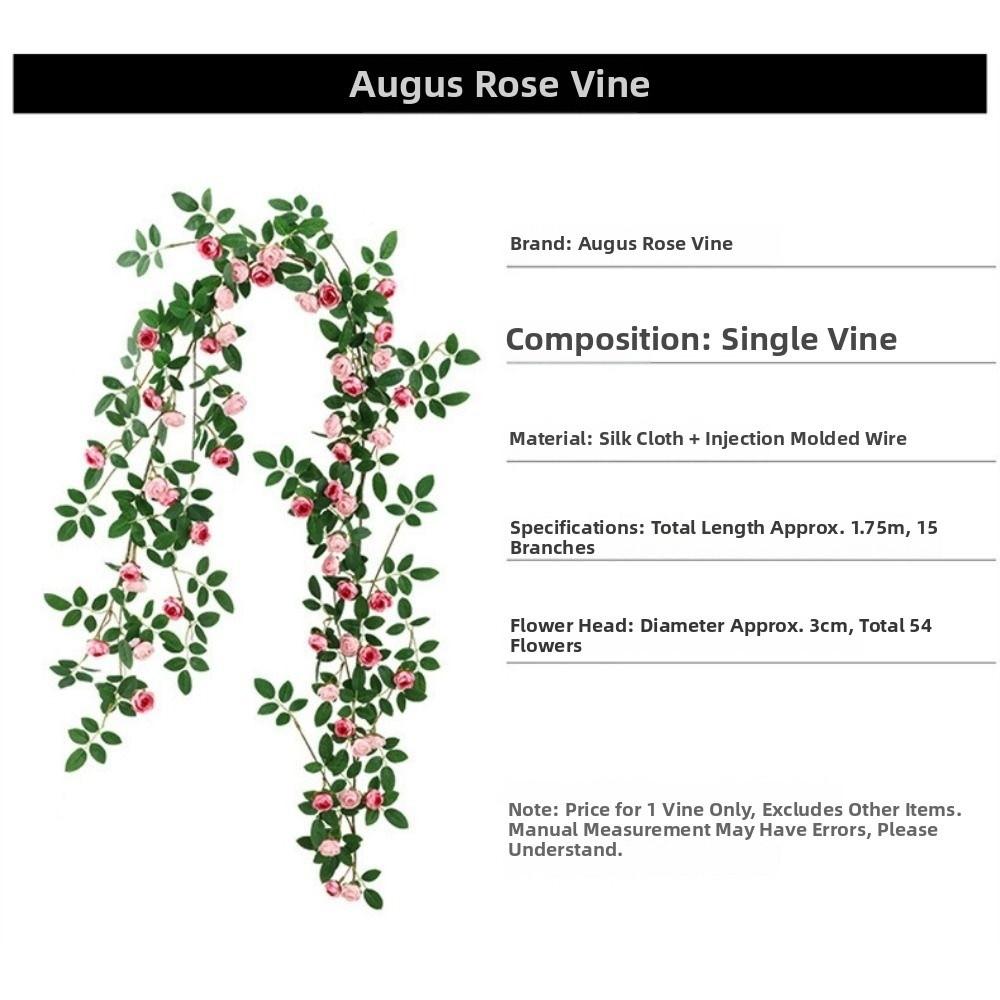 High Quality Plastic Silk Artificial Rose Vine 4 Colors 1.75m 54 Heads Hanging Flowers Rattan Fake Plants Leaves Home Decoration