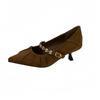 Pointed single shoes women's 2025 new spring women's shoes low heels Doudou shoes retro small leather shoes shallow mouth Mary Jane shoes