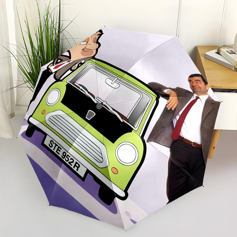 Mr Bean Fashionable Automatic Opening/Closing Folding Umbrella. Portable and Foldable, Ideal for Gift, Travel, and Daily Use.