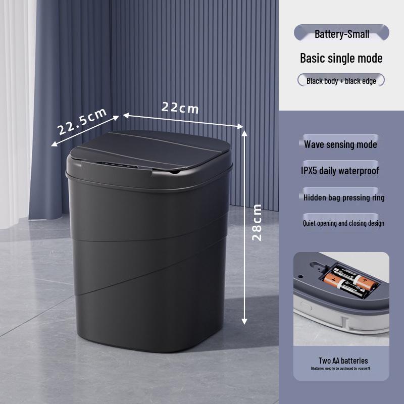 2026 Smart Sensor Trash Can: 14L with Blue Light Night Light, Press Ring Flip Lid & Spiral Pattern.