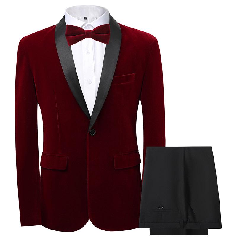 Pánský třídílný oblek střihu slim fit v korejském stylu na svatby a business casual