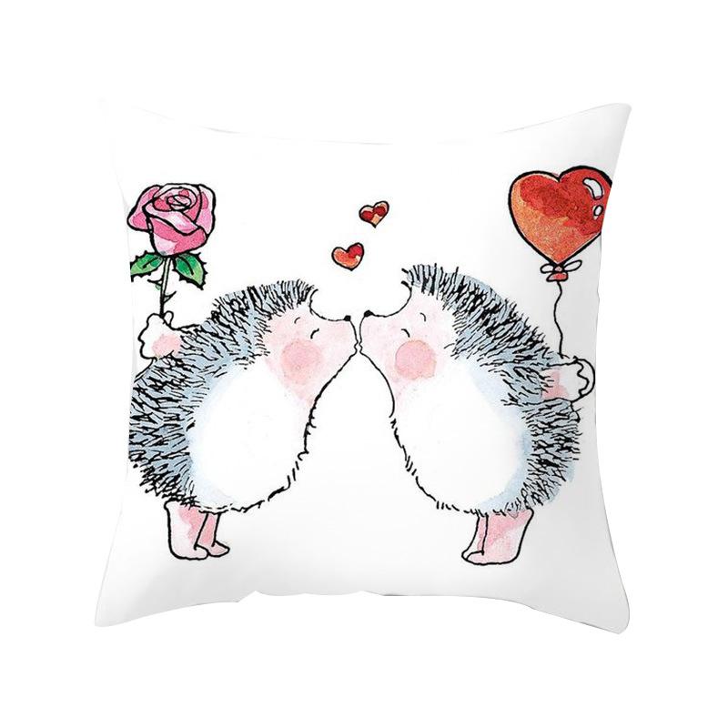 Animal Cushion Pillowcase Cartoon Couple Dog Office Pillowcase Car Cushion Waist Pillow